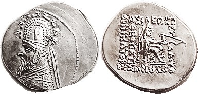 PARTHIA, Sinatrukes (Used to be Gotarzes I), Drachm, Sel. 33.3, bust in tiara wi...