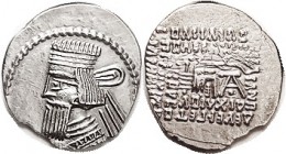 PARTHIA, Gotarzes II, 40-51 AD, Drachm, Sel.65.33 (no royal wart but identifiable by legend); EF, obv centered somewhat low as usual but portrait abou...