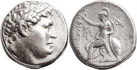 PERGAMENE Kingdom, Attalos I, 241-197 BC, Tet, Bust of the eunuch King Philetairos rt/ Athena std l, bow at right, monogram left; VF+/F-VF, centered, ...