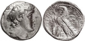 SYRIA, Demetrios II, 2nd reign, 129-125 BC, Tet, of Tyre, Head r/Eagle stg l, club, exactly as S7105; F+/F, obv centered, rev sl off-ctr, a few sm obv...
