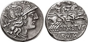 R Denarius, P. Paetus, Cr.233/1, Sy.455, Roma head r/ Dioscuri r; EF, centered, sharply struck with only sl touches of crudeness, strong detail; darki...