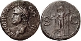 AGRIPPA, As, Bust l/SC, Neptune stg l; VF, well centered, full clear lgnd, medium brown patina, bold portrait with much detail. Would be very nice but...