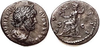 R HADRIAN, Semis, COS III, Roma std l, VF+, nrly centered, dark brownish patina ...