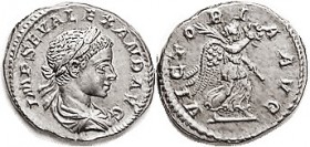 R SEVERUS ALEXANDER, Den, VICTORIA AVG, Victory adv r, Choice EF, well centered & quite well struck with very sharp youthful portrait. Excellent metal...