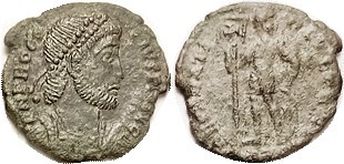 PROCOPIUS, Æ3, bust right/REPARATIO FEL TEMP, Ruler stg, VF/F, centered on a sma...