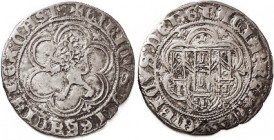 Enrique III, 1390-1406, Ar Blanca, Castle, T below/lion, Toledo mint, 24 mm, VF, well struck, good metal with lt tone, tiny striking fault at edge. Ni...