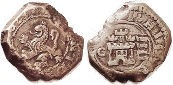 Philip IV, 4 Maravedis, 1625, Cuenca, at least F-VF, crude coblike flan, fortuna...