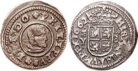 Philip IV, Æ 8 Maravedis, 1662, Madrid-Y, Bust r/ crowned shield, Value as "8;" 21+ mm, F-VF, sl crudeness, brown & decent. (A VF+, same var., brought...