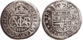 Carlos III, Pretender, 2 Reales, 1707, crowned monogram/crowned shield, Barcelona, 27 mm, Nice AVF, well struck, good metal with lt tone. (Same variet...