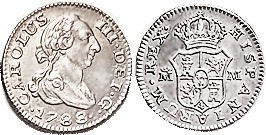 Charles III, 1/2 Real, 1788, Madrid-M, Bust rt/shield, Choice Brilliant Unc, well struck, great glittering luster with nice lt tone. Photo does not be...