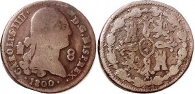 Charles IV, 8 Maravedis, 1800 Segovia, Nice bold VG, excellent medium brown problem free coin.
