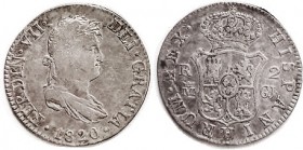Ferdinand VII, 2 Reales, 1820, Madrid-GJ, F, well struck, ltly toned, some faint obv scrs.