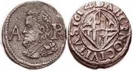 BARCELONA, Æ Ardite, 1614, Philip IV bust l./lozenge shaped arms, VF, a tiny bit off-ctr & sl crude, but a good well-detailed portrait.
