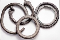 WEST AFRICA, "Manilla slave bracelet" primitive money, 18-19th century, bronze, LOT of 5 different, ranging from abt 68 to 108 mm, total weight about ...