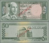 Afghanistan: Da Afghanistan Bank 50 Afghanis SH1340 (1961) SPECIMEN, P.39s with red overprint ”Specimen” and zero serial number in Arabic numbers, som...