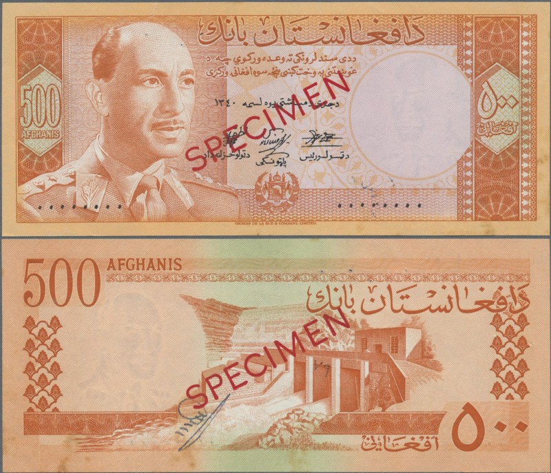 Afghanistan: Da Afghanistan Bank 500 Afghanis SH1340 (1961) SPECIMEN, P.40As wit...
