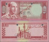 Afghanistan: Da Afghanistan Bank 100 Afghanis SH1340 (1961) SPECIMEN, P.40s with red overprint ”Specimen”, punch hole cancellation and zero serial num...