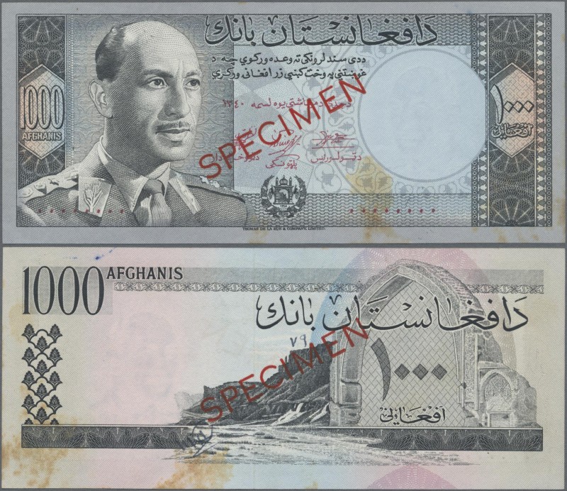 Afghanistan: Da Afghanistan Bank 1000 Afghanis SH1340 (1961) SPECIMEN, P.42as wi...