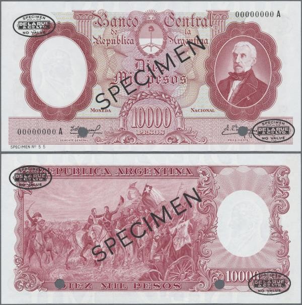 Argentina: Banco Central de la República Argentina 10.000 Pesos ND(1961-69) SPEC...
