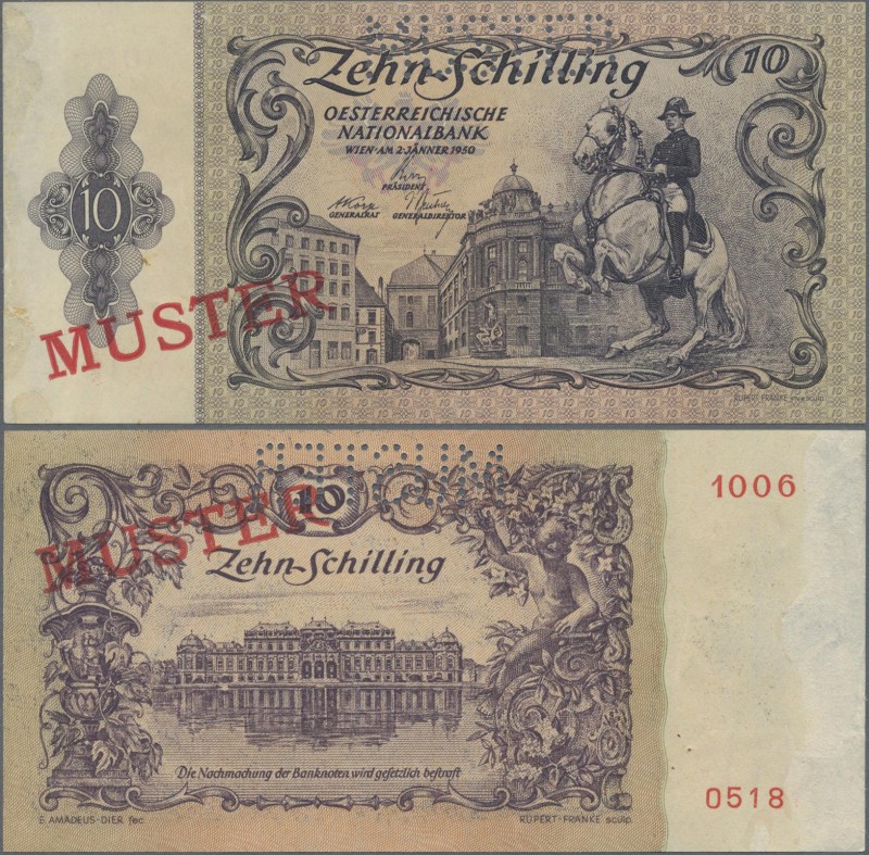 Austria: Österreichische Nationalbank 10 Schilling 1950 SPECIMEN, P.127s with re...