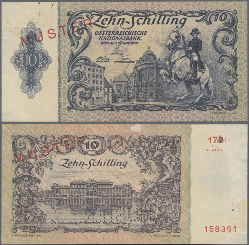 Austria: Österreichische Nationalbank 10 Schilling 1950 SPECIMEN with overprint ...