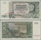Austria: Österreichische Nationalbank 100 Schilling 1954 SPECIMEN, P.133s with red overprint and perforation ”Muster”, regular serial number on revers...