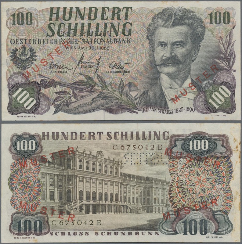 Austria: Österreichische Nationalbank 100 Schilling 1960 SPECIMEN, P.138s with r...
