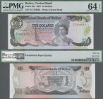 Belize: Central Bank of Belize 10 Dollars 1987, P.48a, perfect condition and PMG graded 64 Choice Uncirculated EPQ.
 [plus 19 % VAT]