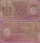 Bhutan: Royal Government of Bhutan 5 Ngultrum ND(1974), P.2, some discoloration, graffiti, small border tears and pinholes at left, Condition: F-.
 [...