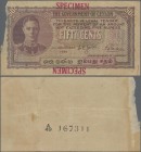 Ceylon: Government of Ceylon 50 Cents 1st December 1949 SPECIMEN, P.45bs, red overprint ”Specimen” at upper and lower margin, regular serial number A/...