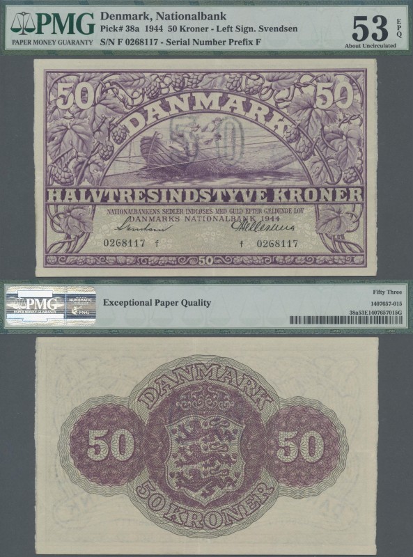 Denmark: Danmarks Nationalbank 50 Kroner 1944, P.38a, left signature Sevendsen, ...