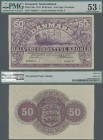 Denmark: Danmarks Nationalbank 50 Kroner 1944, P.38a, left signature Sevendsen, soft vertical fold at center, PMG graded 53 About Uncirculated EPQ. Ve...