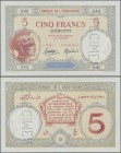 Djibouti: Banque de l'Indo-Chine – DJIBOUTI / French Somaliland 5 Francs ND(1928-38) SPECIMEN, P.6s, black serial number 000 0.00 and perforation ”Spe...