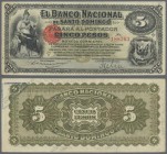 Dominican Republic: Banco Nacional de Santo Domingo ND(1898), P.S133, tiny hole at upper center and annotations on back, but still nice and great orig...