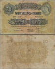 East Africa: The East African Currency Board 20 Shillings 1955, P.35, rare banknote with some spots, tiny holes at center and margin splits. Condition...