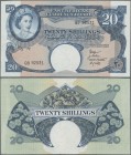 East Africa: East African Currency Board 20 Shillings ND(1958-60), P.39, excellent condition with crisp paper and bright colors, just a few soft verti...