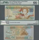 East Caribbean States: East Caribbean States, Central Bank 50 Dollars ND(2008), P.50a, perfect condition and PMG graded 66 Gem Uncirculated EPQ.
 [pl...