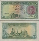 Egypt: National Bank of Egypt 50 Pounds 1951, P.26b, very popular banknote in still nice condition, some minor margin split, some folds and lightly to...