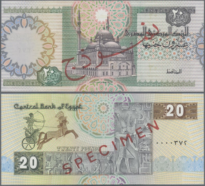 Egypt: National Bank of Egypt, 20 Pounds (1978-98) SPECIMEN, P.52s, with red ove...