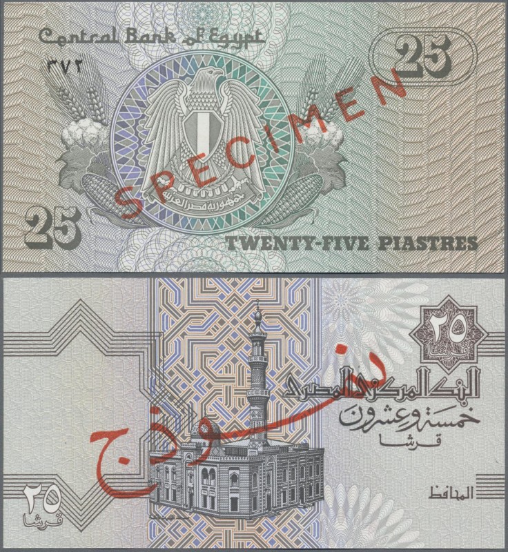 Egypt: National Bank of Egypt, 25 Piastres (1980-84) SPECIMEN, P.54s, with red o...