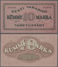 Estonia: 10 Marka 1922 P. 53a, without serial prefix, unfolded, only light handling in paper, crisp, condition: XF+ to aUNC.
 [taxed under margin sys...