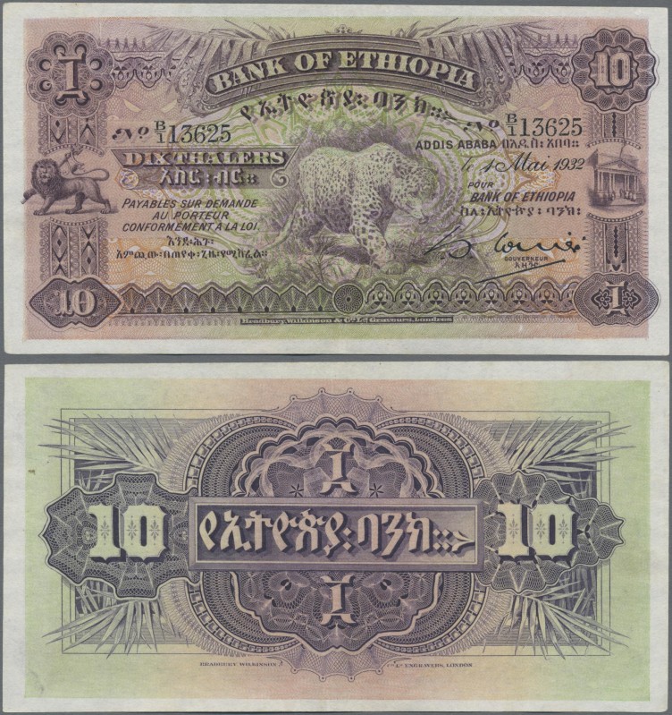 Ethiopia: Bank of Ethiopia 10 Thalers 1932, P.8, almost perfect condition withou...