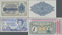 Falkland Islands: 1 Pound 1974 and 1 Pound 1984, P.8b, 13, plus 5 Banknotes Set from the Jason Islands. All in perfect UNC condition (7 pcs.)
 [taxed...