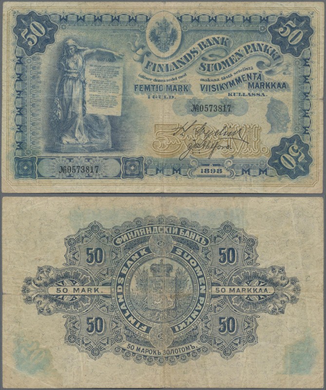 Finland: Finlands Bank 50 Markkaa 1898, P.6c with signatures: Wegelius / Ahlfors...