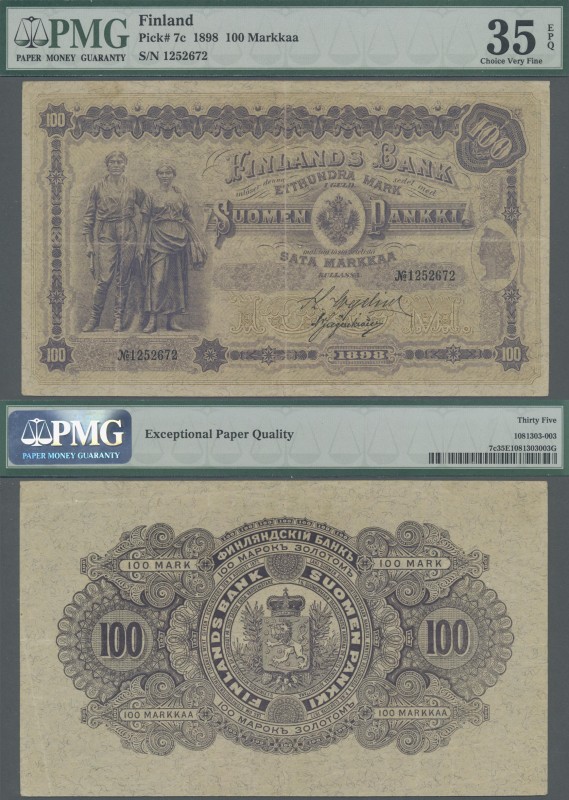 Finland: Finlands Bank 100 Markkaa 1898, P.7c with signatures: Wegelius / Jägers...