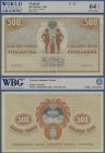 Finland: Finlands Bank 500 Markkaa 1909, P.23 with signatures: Clas von Collan / Thesleff, perfect uncirculated condition and WBG graded 64 UNC Choice...