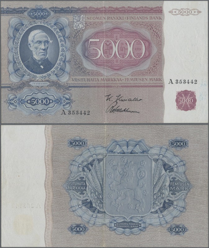 Finland: Finlands Bank 5000 Markkaa ND(1940), P.75 with signatures: Kivialho / W...