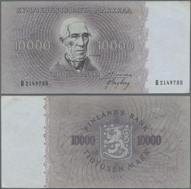 Finland: Finlands Bank 10.000 Markkaa 1955, P.95a with signatures: Simonen / Eng...