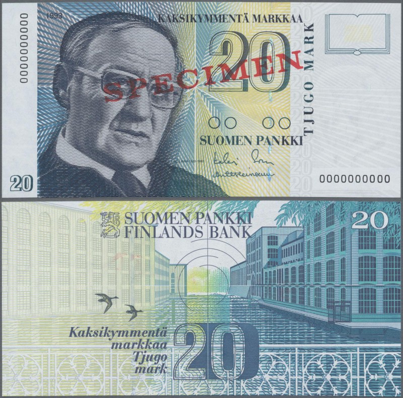 Finland: Suomen Pankki / Finlands Bank 20 Markkaa 1993 with signatures: Sorsa an...