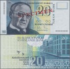 Finland: Suomen Pankki / Finlands Bank 20 Markkaa 1993 with signatures: Sorsa and Heinonen SPECIMEN, P.122s with serial number 0000000000 and red over...